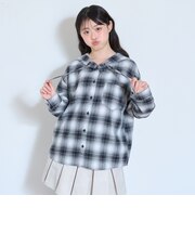 【LTXC】チェックフードルーズシャツパーカー