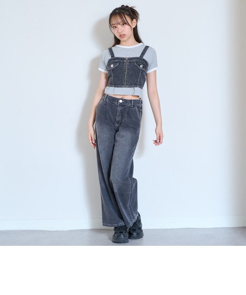 【LTXC】デニムビスチェワイドパンツセットアップ