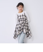 【LTXC】吸水速乾インナーつきチェックキャミチュニック▼