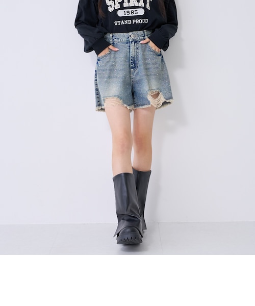 d.i.a★ダメージラメ入りショートパンツ LTXC】キラキラダメージデニムショートパンツ｜ラブトキシックの通販