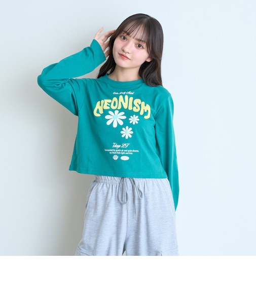【7days/綿100%/GOODPRICE】フラワーロゴ長袖Tシャツ