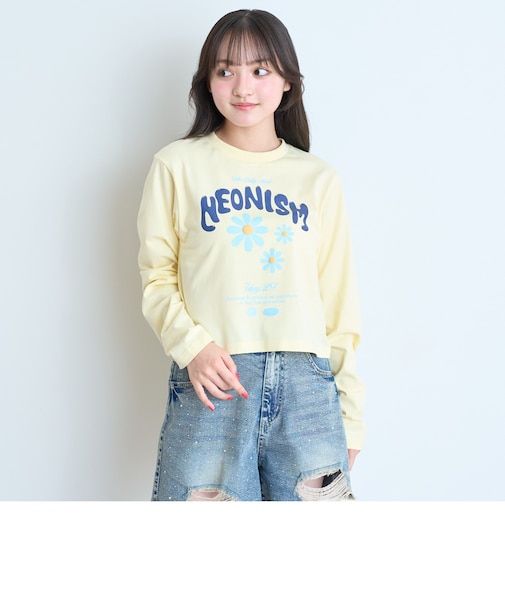 【7days/綿100%/GOODPRICE】フラワーロゴ長袖Tシャツ