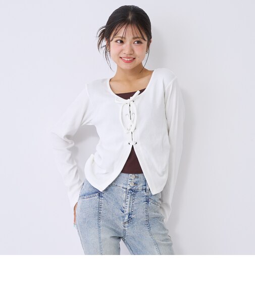 【抗菌防臭】レースアップテレコ長袖T▼