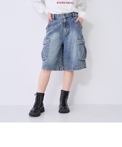 【LTXC】ハーフカーゴデニムパンツ