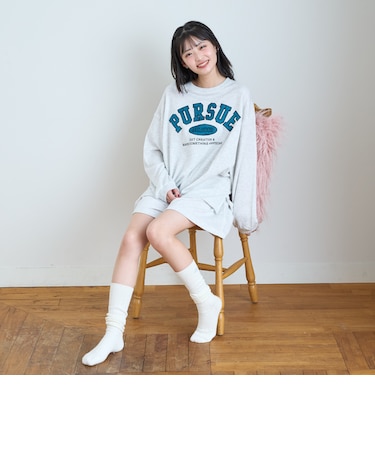 カレッジロゴミニ裏長袖ハーフパンツ上下セット