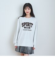 【綿100%】ロゴベロアアップリケ長袖T