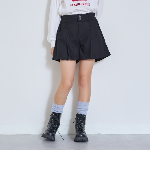 【起毛】美脚見えタックフレアキュロット