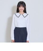 【卒服・セレモニー・フレッシャーズ】【イージーケア】セーラー衿ラインブラウス