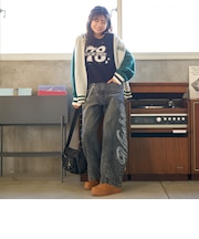 【LTXC】スプレーロゴバルーンデニムパンツ