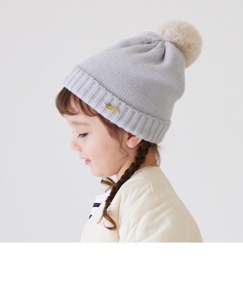 【ayane】リアルファー／ポンポンニット帽 ayane】リアルファー／ポンポンニット帽 ファーポンポンニット帽