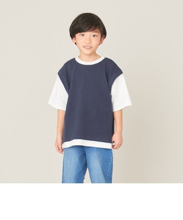 ワッフルベストレイヤード風半袖T