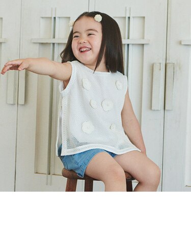 花モチーフメッシュタンク