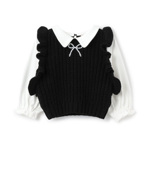 【リンク】パールリボン付ニットベスト(キッズ)