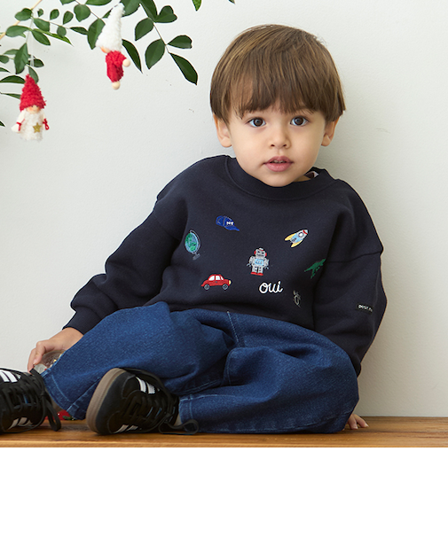 刺繍TOYモチーフトレーナー