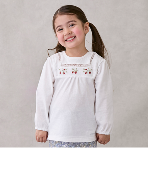 いちご刺しゅう長袖T