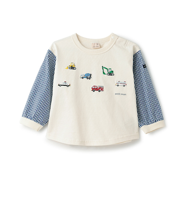 働く車袖布帛Tシャツ