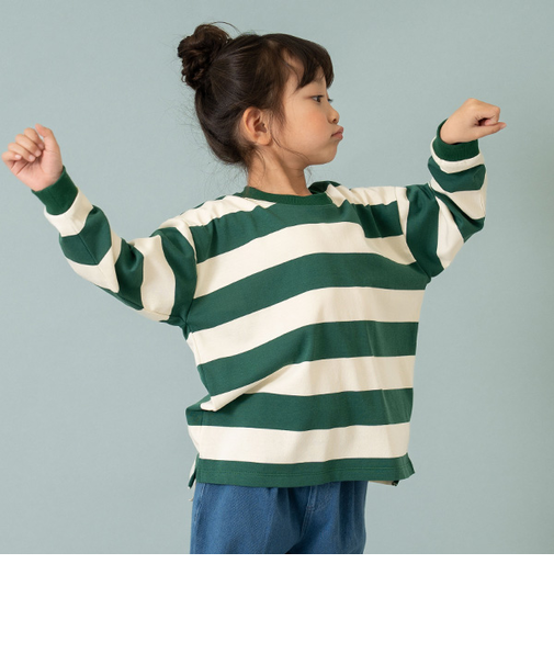 【365D.】ボーダー袖リブワイドロンT