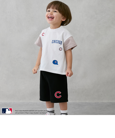 【MLB】カットデニムハーフパンツ