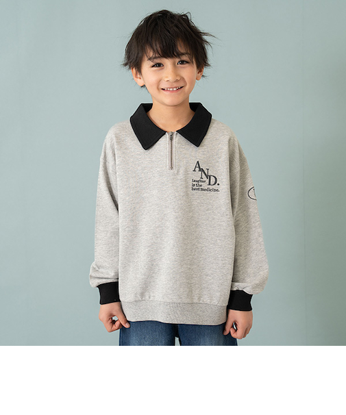 ハーフZIPワイドスウェット