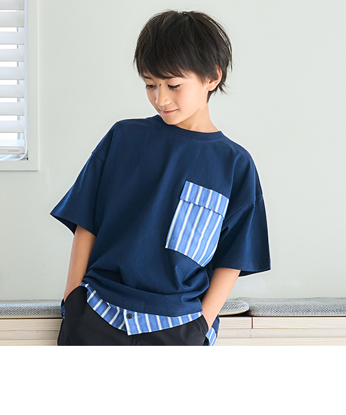 シャツレイヤード風ビッグ半T