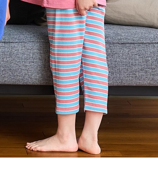 【365D.】防汚ボーダーリブ7分レギンス