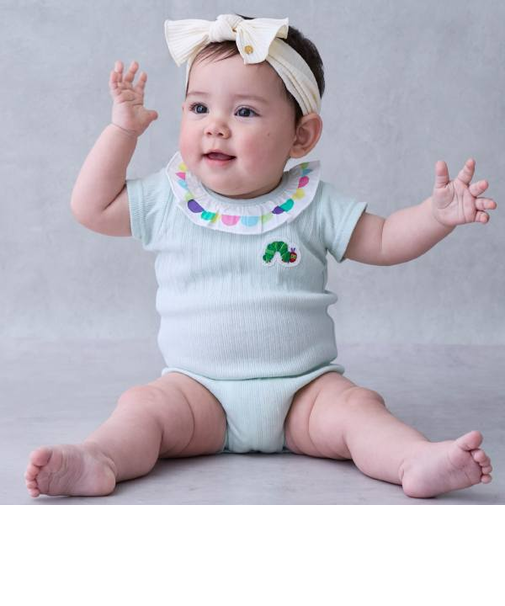 【はらぺこあおむし】フリル衿ロンパース