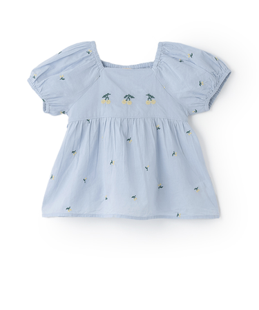 チェリー刺しゅうパフブラウス