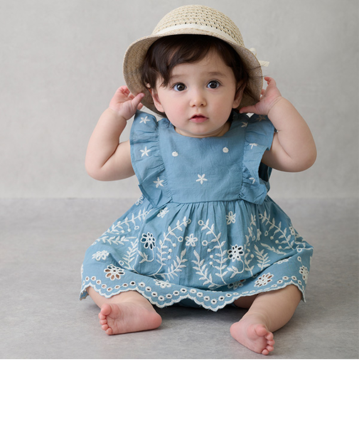 【リンク】インド綿 レース刺しゅうセットアップ(ベビー)