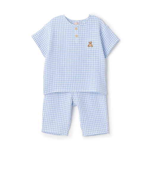 【リンク】くま刺しゅうWガーゼパジャマ(キッズ)