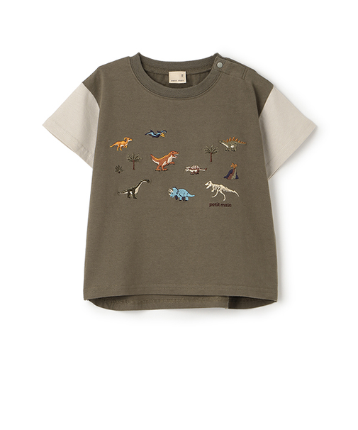 恐竜刺しゅう半袖Tシャツ