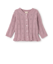 裾フリル針抜きカーディガン