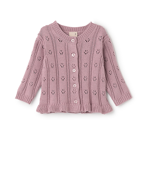 裾フリル針抜きカーディガン