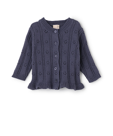 裾フリル針抜きカーディガン