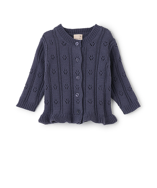 裾フリル針抜きカーディガン