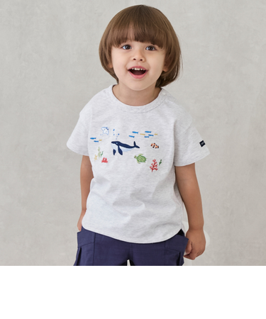 海の生き物刺しゅう半袖Tシャツ