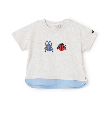 ブロックプリント半袖Tシャツ