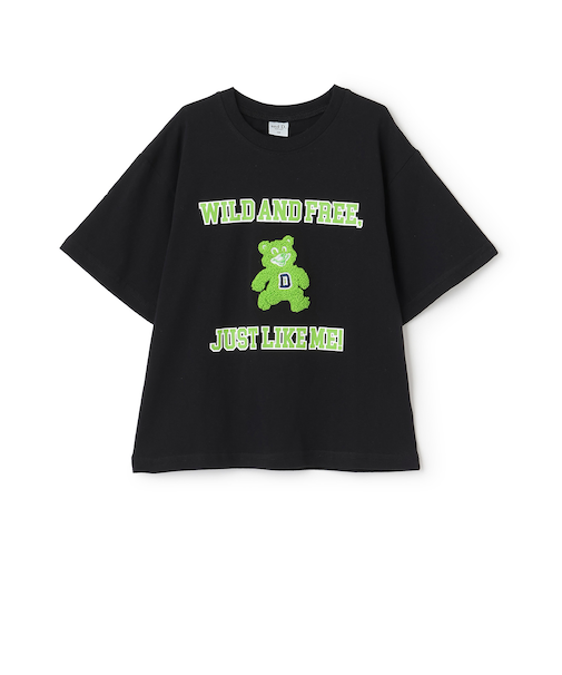 【綿100%】カレッジくま半袖T