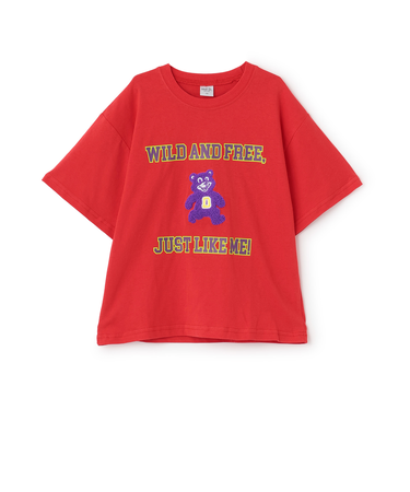 【綿100%】カレッジくま半袖T