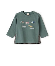 働く車刺しゅう長袖Tシャツ