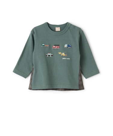 働く車刺しゅう長袖Tシャツ