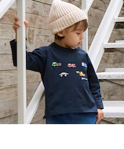 働く車刺しゅう長袖Tシャツ