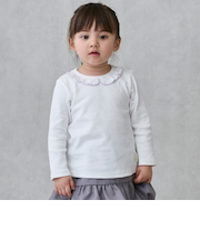 【オーガニック】フリル衿長袖Tシャツ