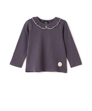 【オーガニック】フリル衿長袖Tシャツ