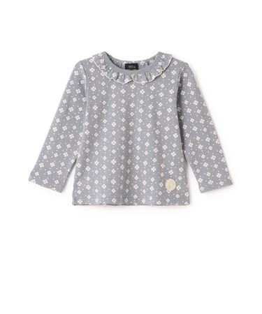 【オーガニック】フリル衿長袖Tシャツ