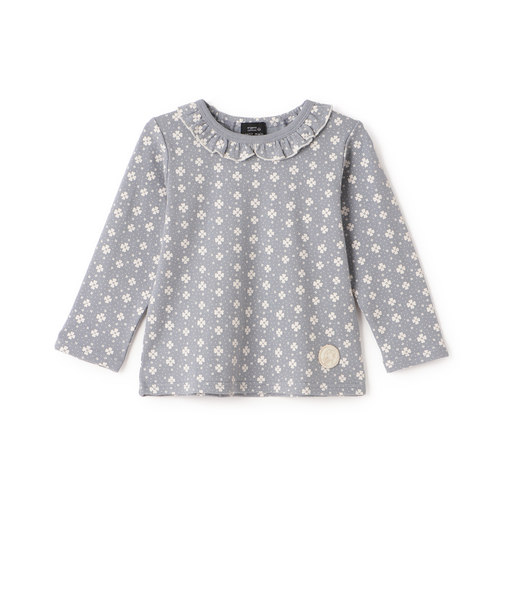 【オーガニック】フリル衿長袖Tシャツ