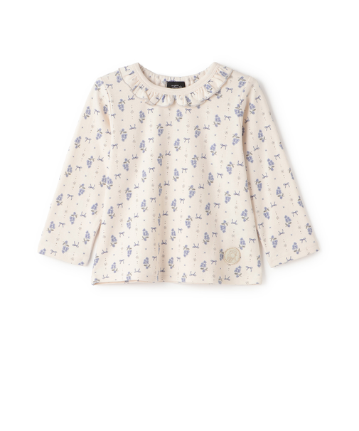 【オーガニック】フリル衿長袖Tシャツ