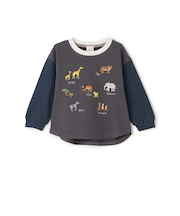 動物刺しゅう長袖Tシャツ