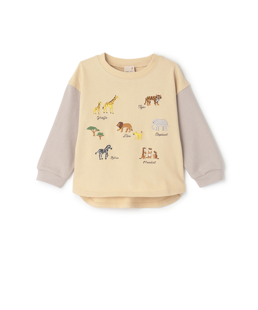 動物刺しゅう長袖Tシャツ