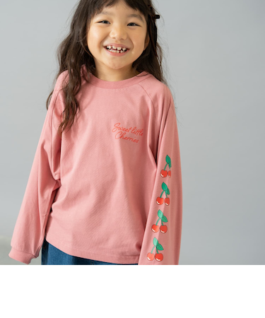 【綿100】【365D.】袖プリントドルマンロンT