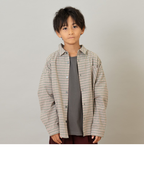 チェックドロップ長袖シャツ